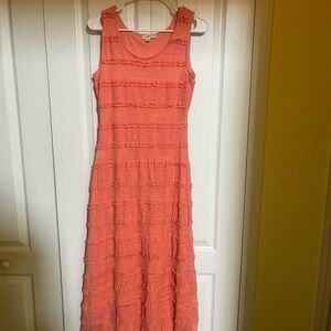 Elegant Coral Sleeveless Dress